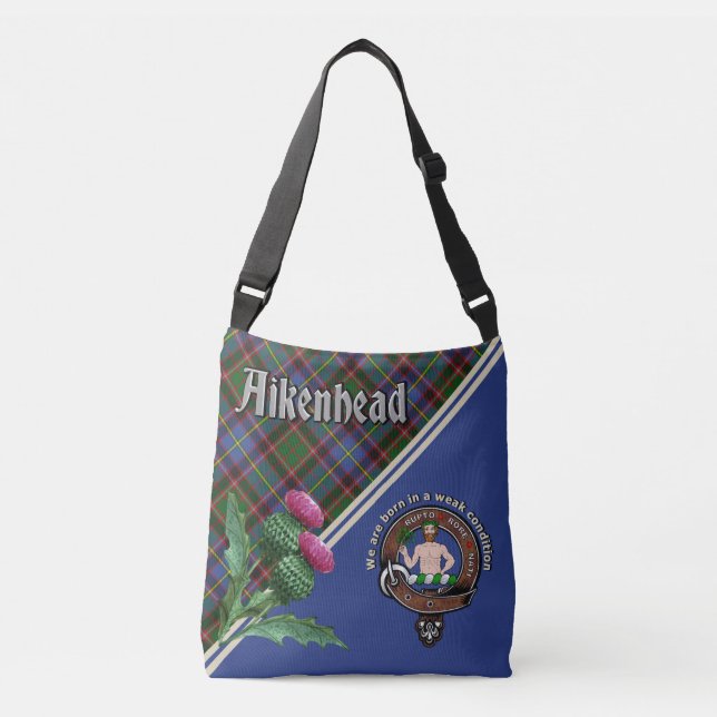 Aikenhead Clan Badge & Tartan  Crossbody Bag (Front)