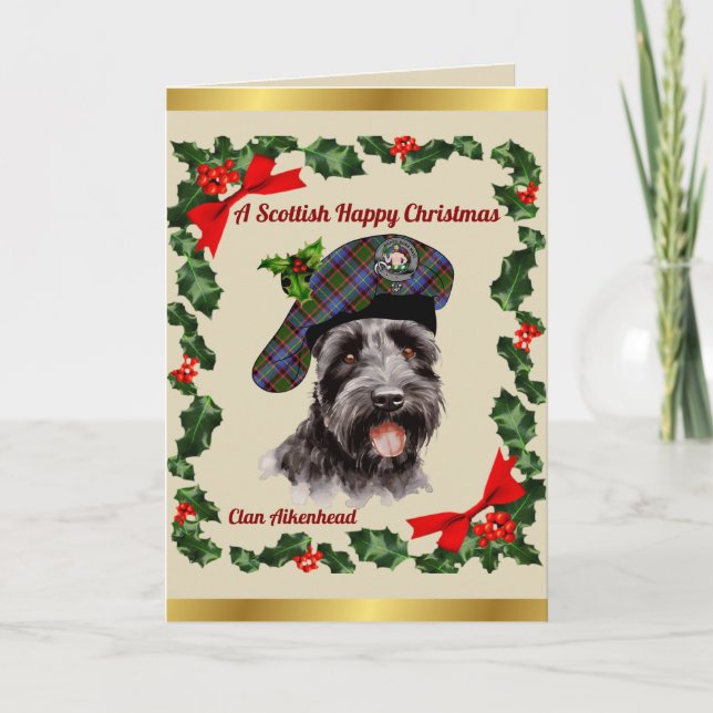 Aikenhead Scottie Dog Personalized Xmas Card (Front)