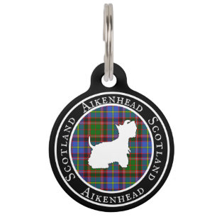 Aikenhead Tartan & Scottie Dog Personalized Pet ID Tag