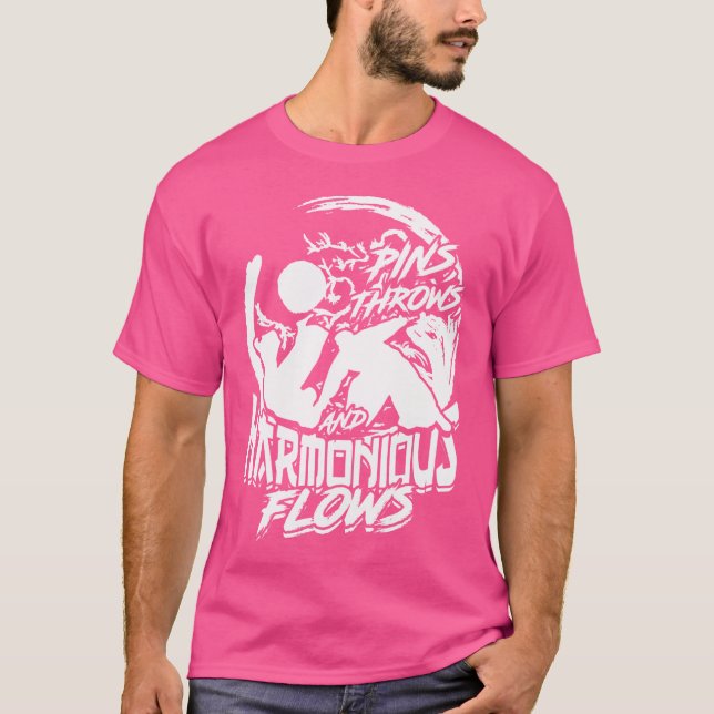 Aikido Aikidoka Pins Throws And Harmonious Flows T-Shirt (Front)