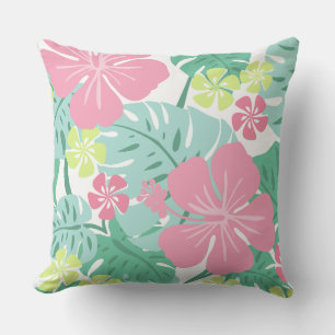 Ailani Hawaiian Hibiscus Tropical - Reversible Outdoor Pillow