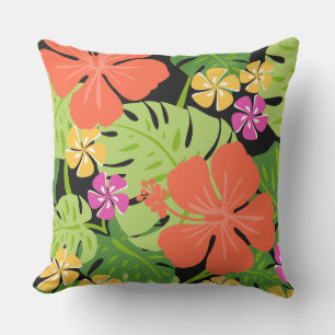 Ailani Hawaiian Hibiscus Tropical - Reversible Outdoor Pillow