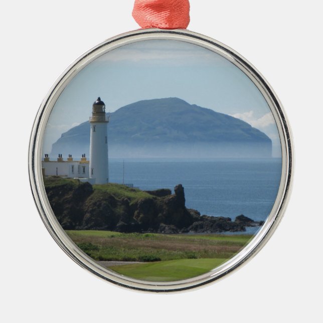 Ailsa Craig, Turnberry Lighthouse Metal Ornament (Front)