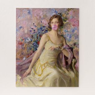 Ailsa Villard Flowers Pink Bubble gum Jigsaw Puzzle