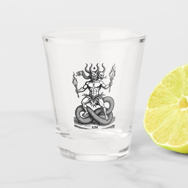 Aim Bringer of the Burning Torch Shot Glass (Front)