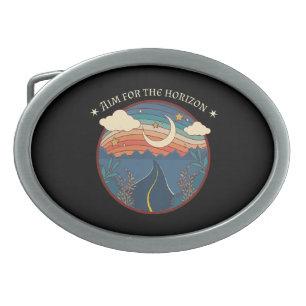 Aim for the horizon travel nature roadtrip belt buckle