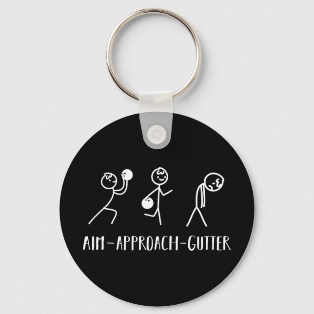 Aim Gutter Bowler Funny Bowling Men Women  Keychain (Front)
