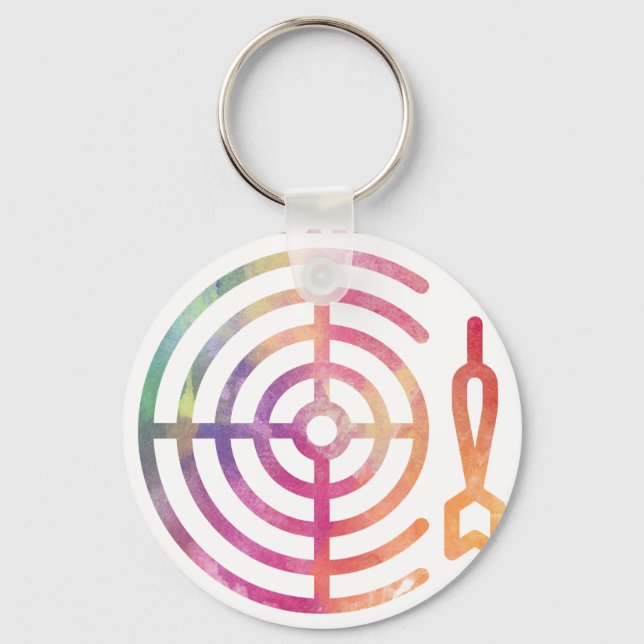 Aim Here Darts Players Bullseye Target Shooting Cl Keychain (Front)