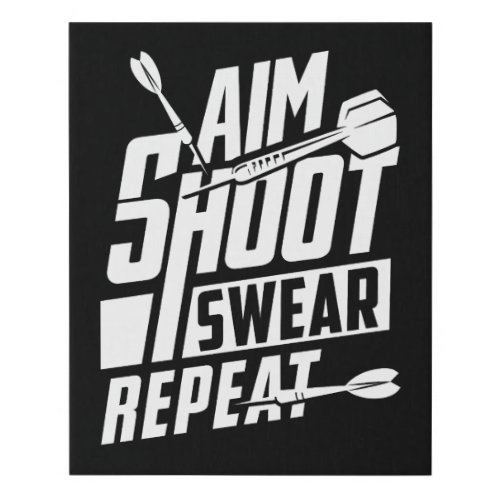 Aim Shoot Swear Repeat _ Dart Gameroom 16 x 20 Faux Canvas Print