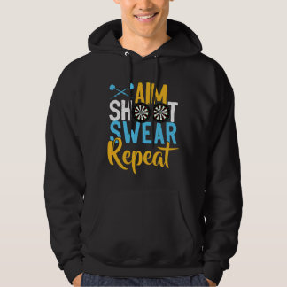 Aim Shoot Swear Repeat Darts T-Shirt Retro Vintage Hoodie
