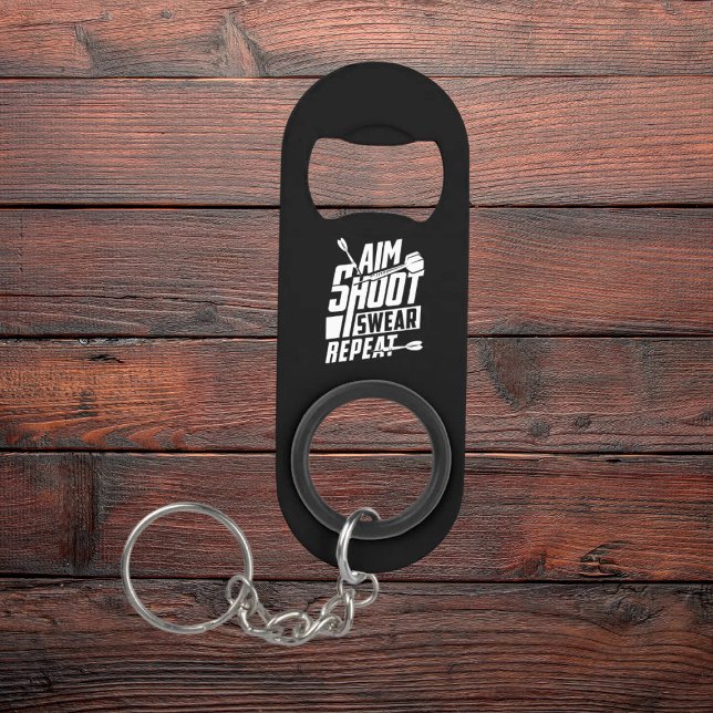 Aim Shoot Swear Repeat - Funny Dart Keychain Bottle Opener (Creator Uploaded)