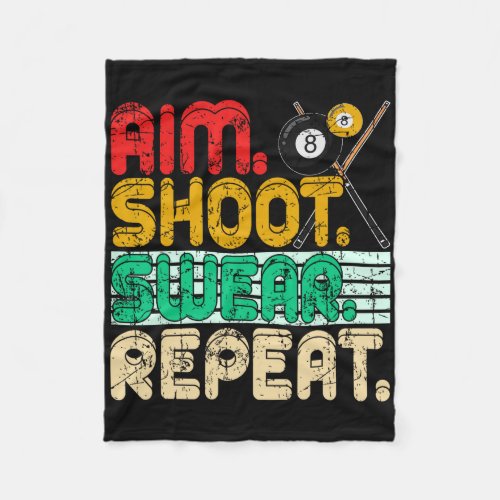 Aim Shoot Swear Repeat Retro Snooker Gift Billiard Fleece Blanket