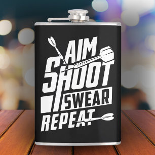 Aim Small Miss Small Dart Vinyl Wrapped Flask 8 oz