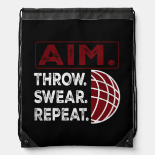Aim Throw Swear Repeat Bocce Ball Sport Drawstring Bag