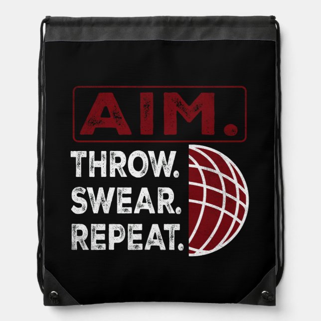 Aim Throw Swear Repeat Bocce Ball Sport Drawstring Bag (Front)