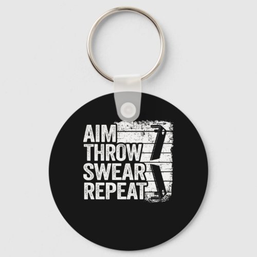 Aim Throw Swear Repeat Corn Hole Bean Bag Toss Cor Keychain