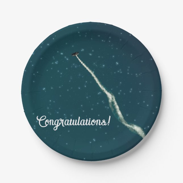 Aim towards stars plane paper plates (Front)