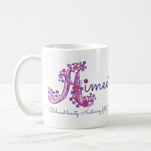 Aimee name meaning decorative A monogram mug