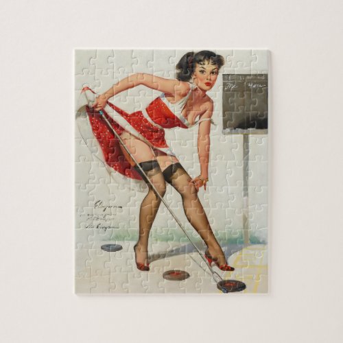 Aiming to Please Pin Up Art Jigsaw Puzzle