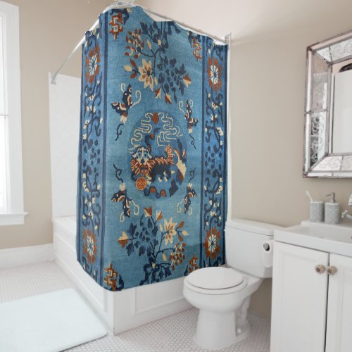 Aincent Chinese Deep Royal Blue  Shower Curtain