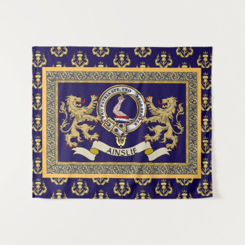 Ainslie Clan Badge Personalized Blue Tapestry
