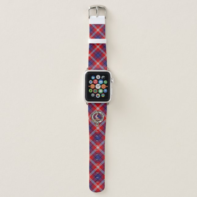 Ainslie Clan Badge & Tartan Apple Watch Band (Front)