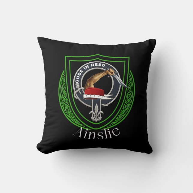 Ainslie Scottish Clan Crest Throw Pillow (Front)