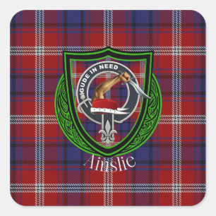 Ainslie Scottish Clan Tartan & Crest Square Sticker