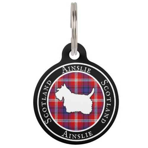 Ainslie Tartan & Scottie Dog Personalized  Pet ID Tag