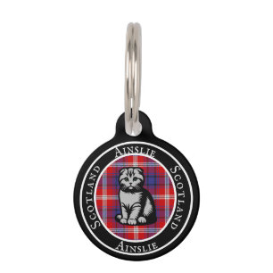 Ainslie Tartan & Scottish Kitty Personalized Pet ID Tag