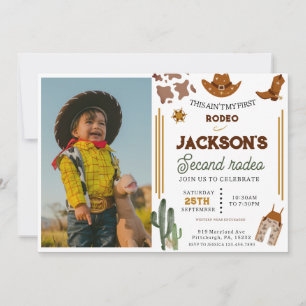 Ain't My First Rodeo Cowboy photo 2nd Birthday Invitation