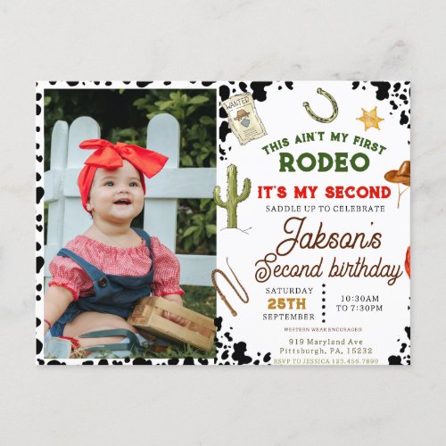 Aint My First Rodeo Cowboy photo 2nd Birthday Postcard
