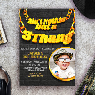Ain't Nothin but a 3 Thang - Hip Hop w/ Photo Invitation