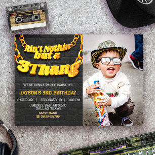 Ain't Nothin but a 3 Thang with Photo - Landscape Invitation