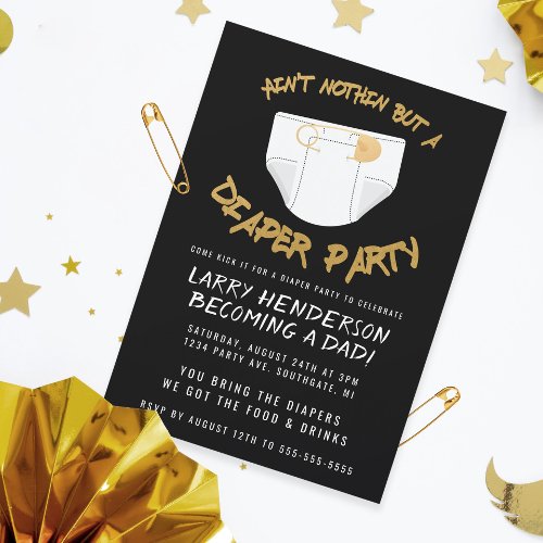 Aint Nothin but a Diaper Party Hip Hop Party Invitation