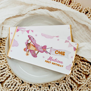 Aiplane Birthday Pink Girl Hershey Bar Favors