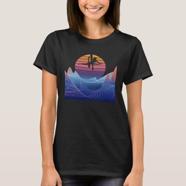 Air Acrobatic Vaporwave Sunset Trapeze Aerial Yoga T-Shirt (Front)