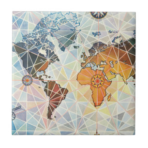 Air Afrique Map of the World Ceramic Tile