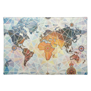 Air Afrique Map of the World Cloth Placemat