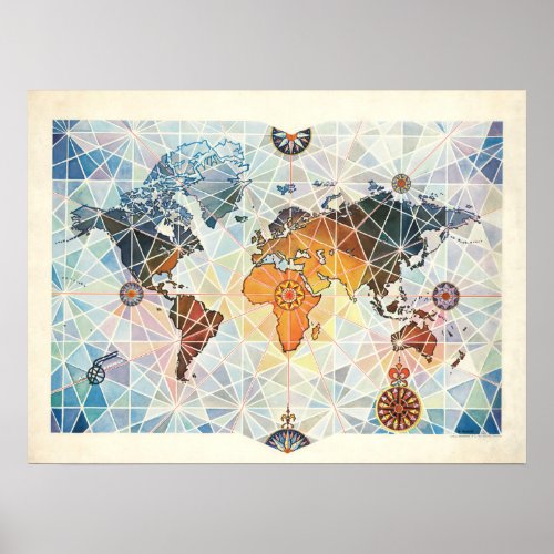 Air Afrique Map of the World Poster