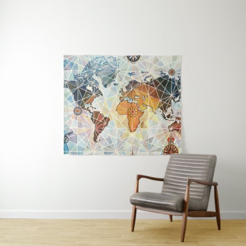 Air Afrique Map of the World Tapestry