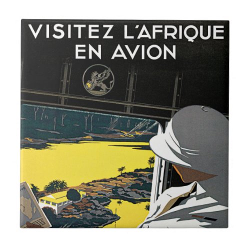 Air Afrique Vintage Travel Advertising Poster Tile