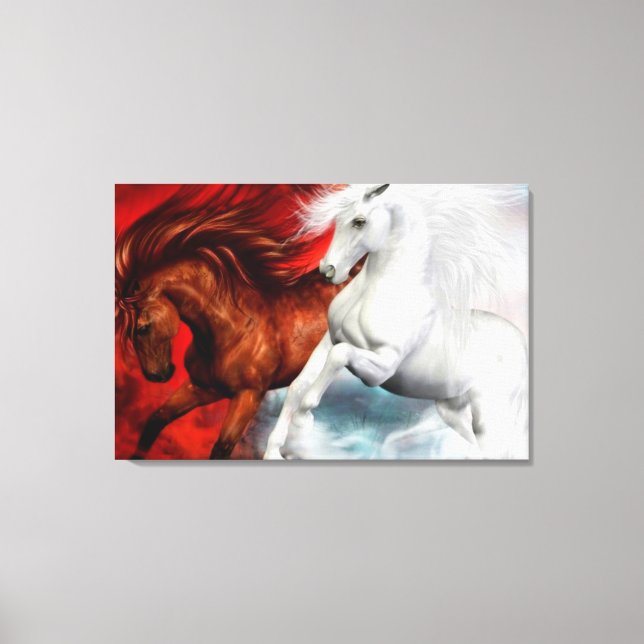 air and fire horses wrapped canvas  print (Front)