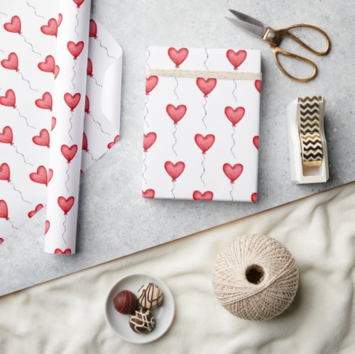 Air ballon heart watercolor pattern wrapping paper