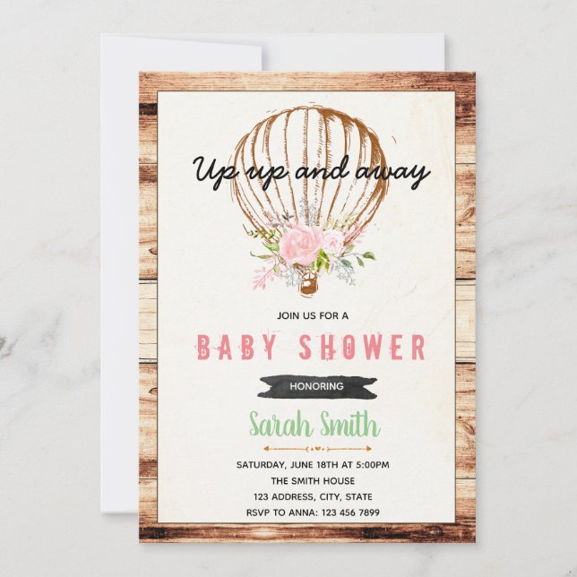 Air balloon baby shower invitation (Front)