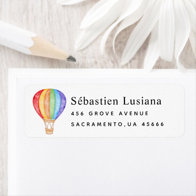  Air Balloon   Baby Shower Return Address Label (Insitu)