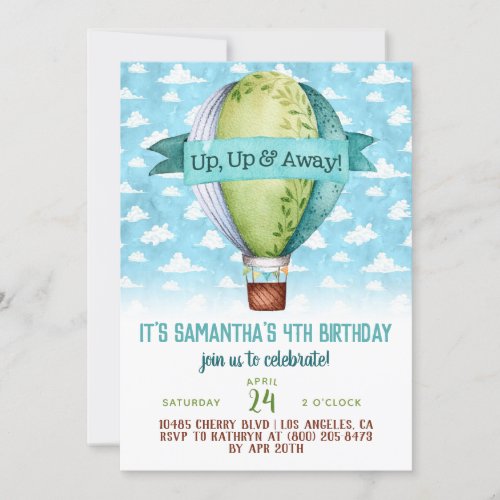 Air Balloon Birthday Invitation