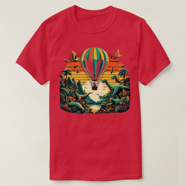 air balloon flying over a vibrant forest with othe T-Shirt (Design Front)