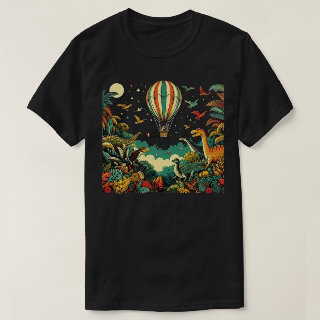air balloon flying over a vibrant forest with othe T-Shirt (Design Front)