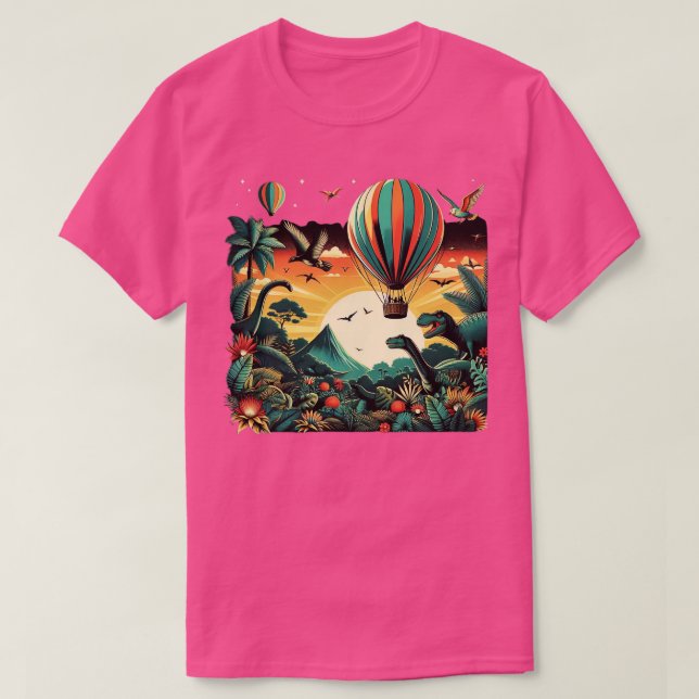 air balloon flying over a vibrant forest with othe T-Shirt (Design Front)